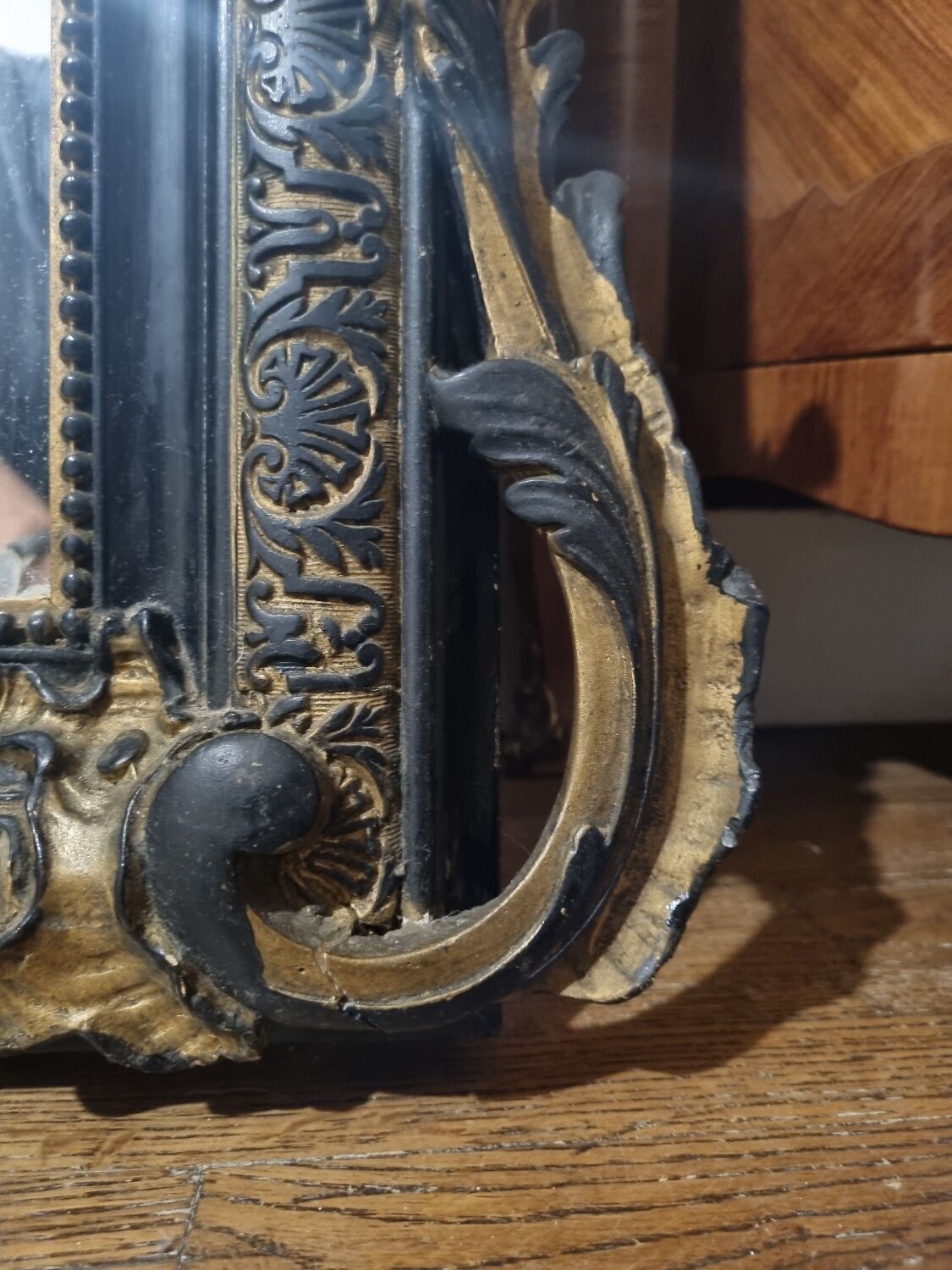 Old mirror Napoleon III black and gold