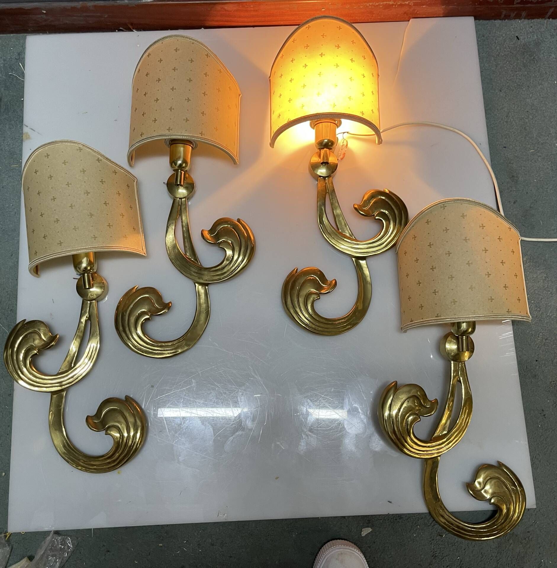 Large Brass Sconces Set of 4 by Hans Möller, Germany, 1960s