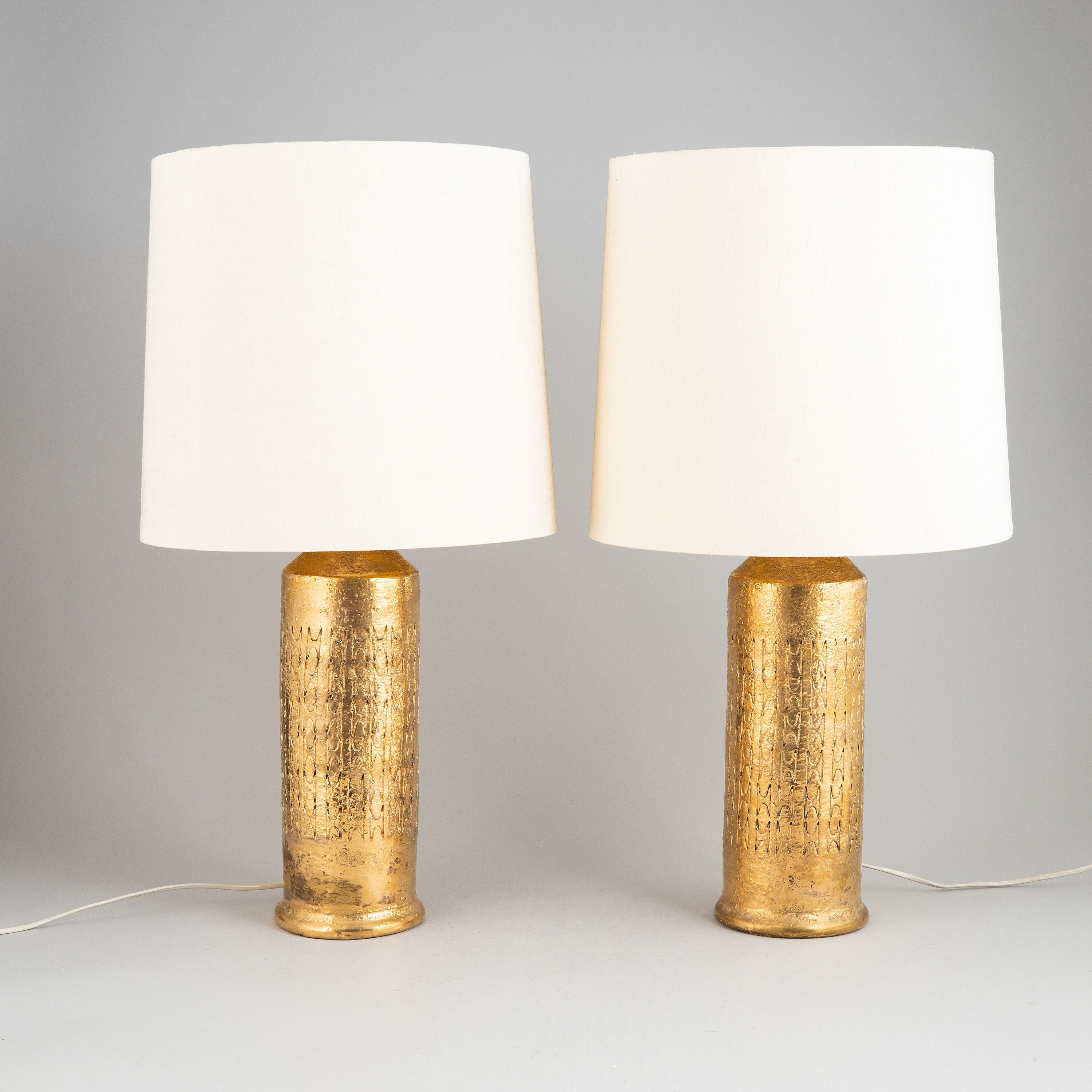 Paire de lampes en céramique Bitossi à glaçure dorée, Italie, 1970
