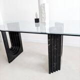 Glass & Black Marble Dining Table by Carlo Scarpa for Cattelan 1970's