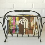 Porte-revues vintage / présentoir à disques en métal / kiosque à journaux des années 1960