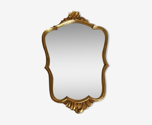Miroir baroque cadre bois plâtre doré, 51x32 cm