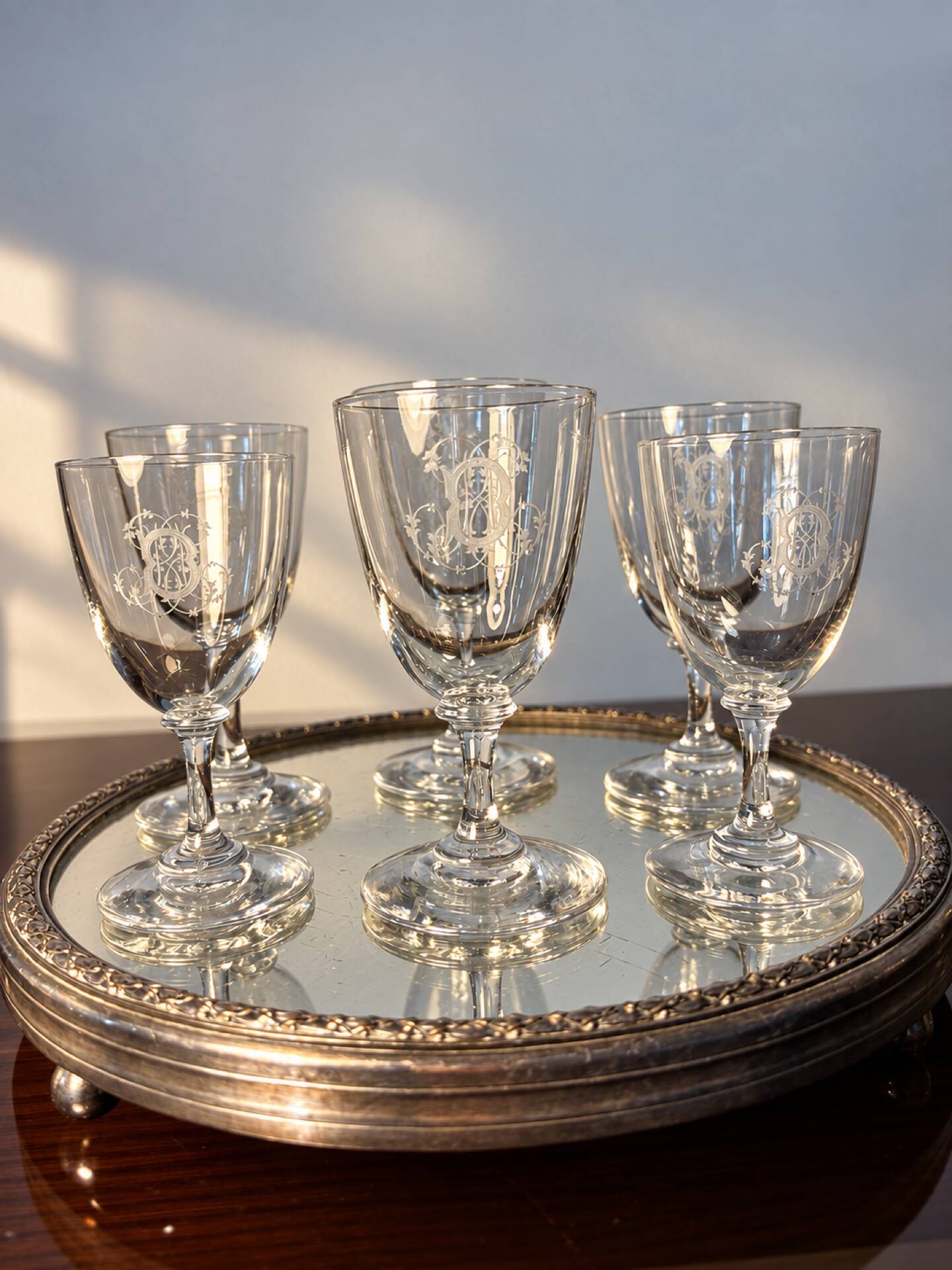 6 Baccarat glasses Funel shaped late 19th - early 20th century 