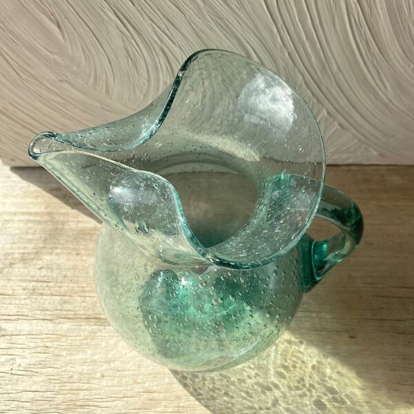 Pichet en verre  soufflé bullé  H24 cm
