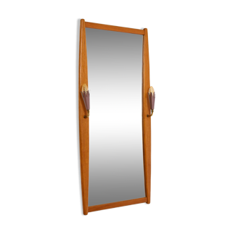 Mirror with wooden frame and two light points