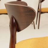 Ocra Dining Chairs set of 6, yellow bouclè fabric, Dark wood