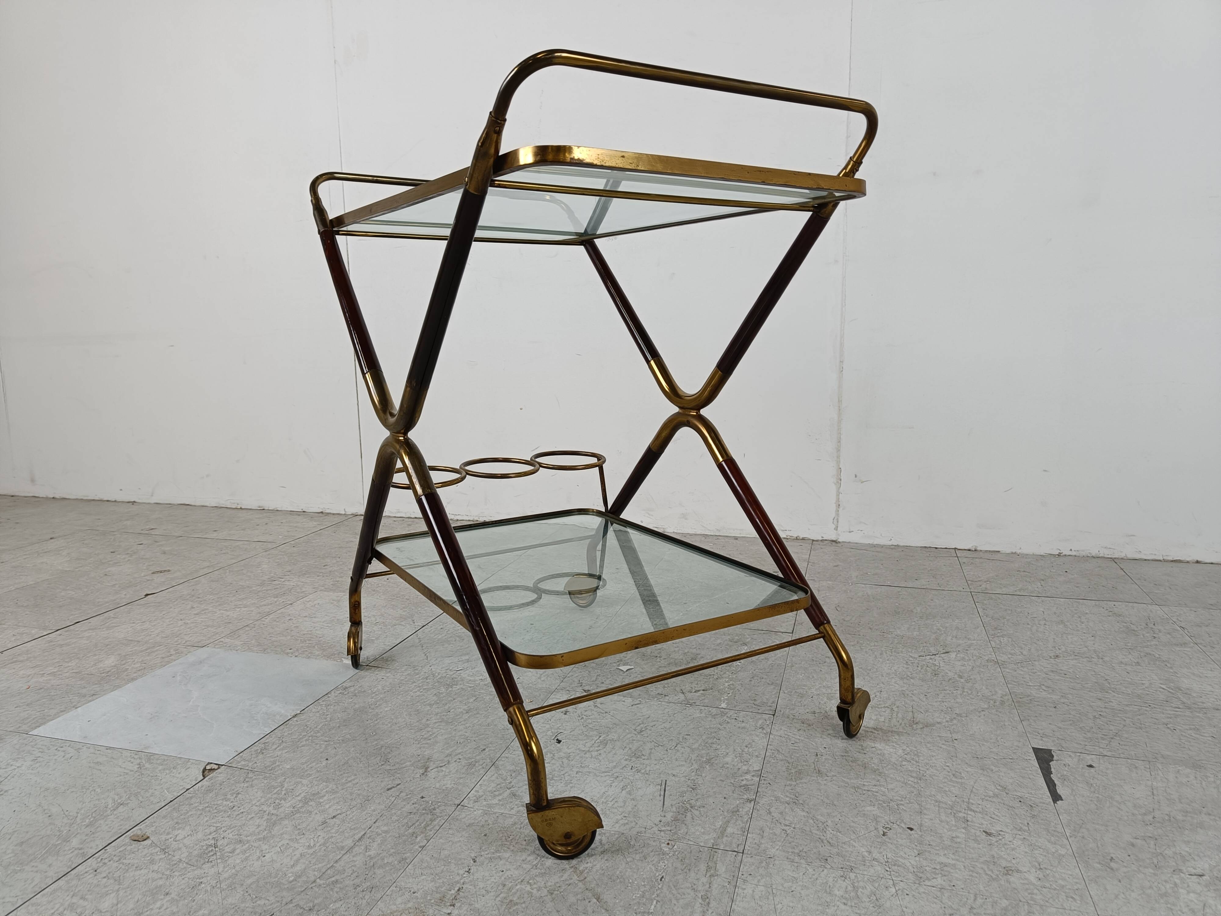 Vintage italian serving trolley style Cesare Lacca, 1950s