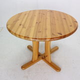 Round Solid Pinewood Dinning Table, 1970's Denmark