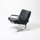 Fauteuil lounge en cuir vert et chrome, années 1970