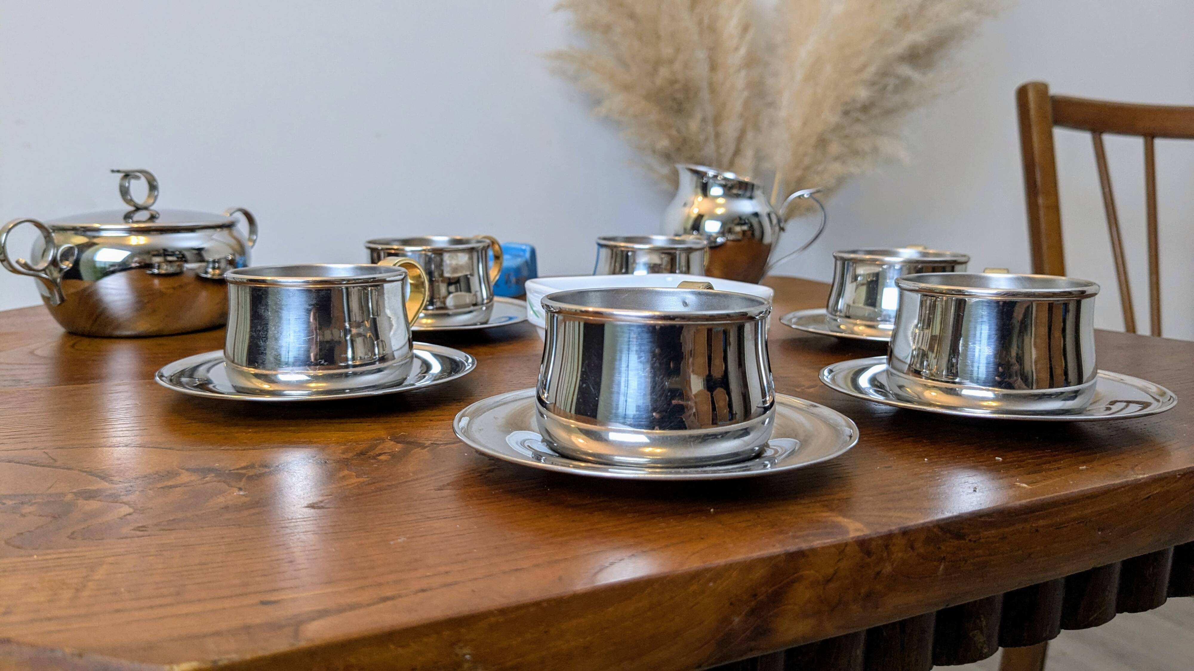 Antique stainless steel sugar bowl by Remy Letang