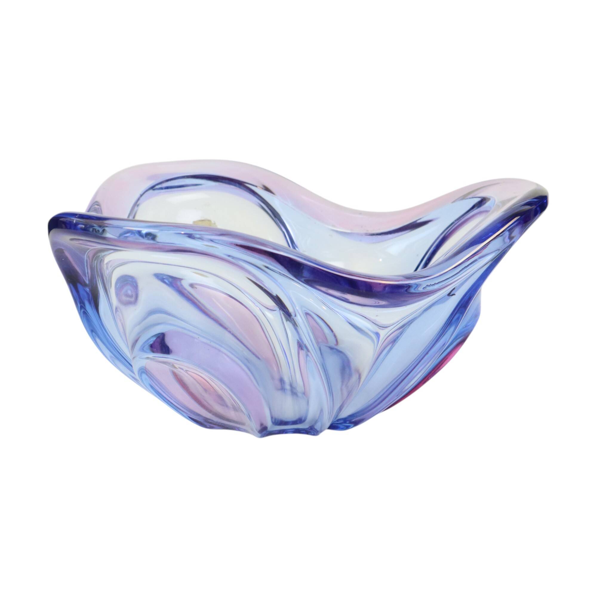 Vintage Murano Bowl Fruit Bowl Blue Purple Glass Sixties