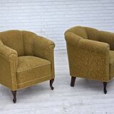 1950s, Danish relax armchair, light green furniture wool, oak wood.