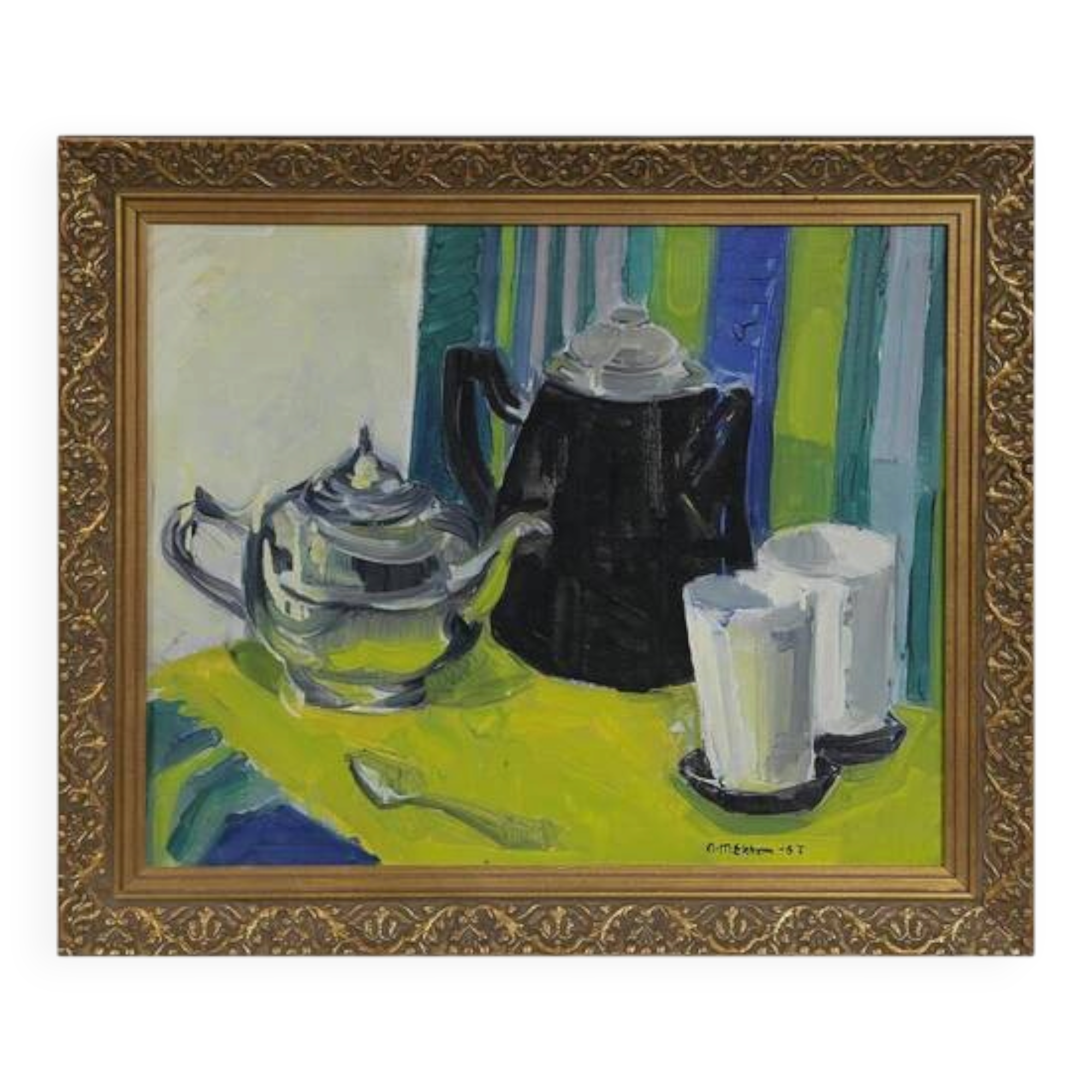 Original Mid‑Century Swedish Oil on Canvas – “Västerås / Gamleby” by Ann‑Ma