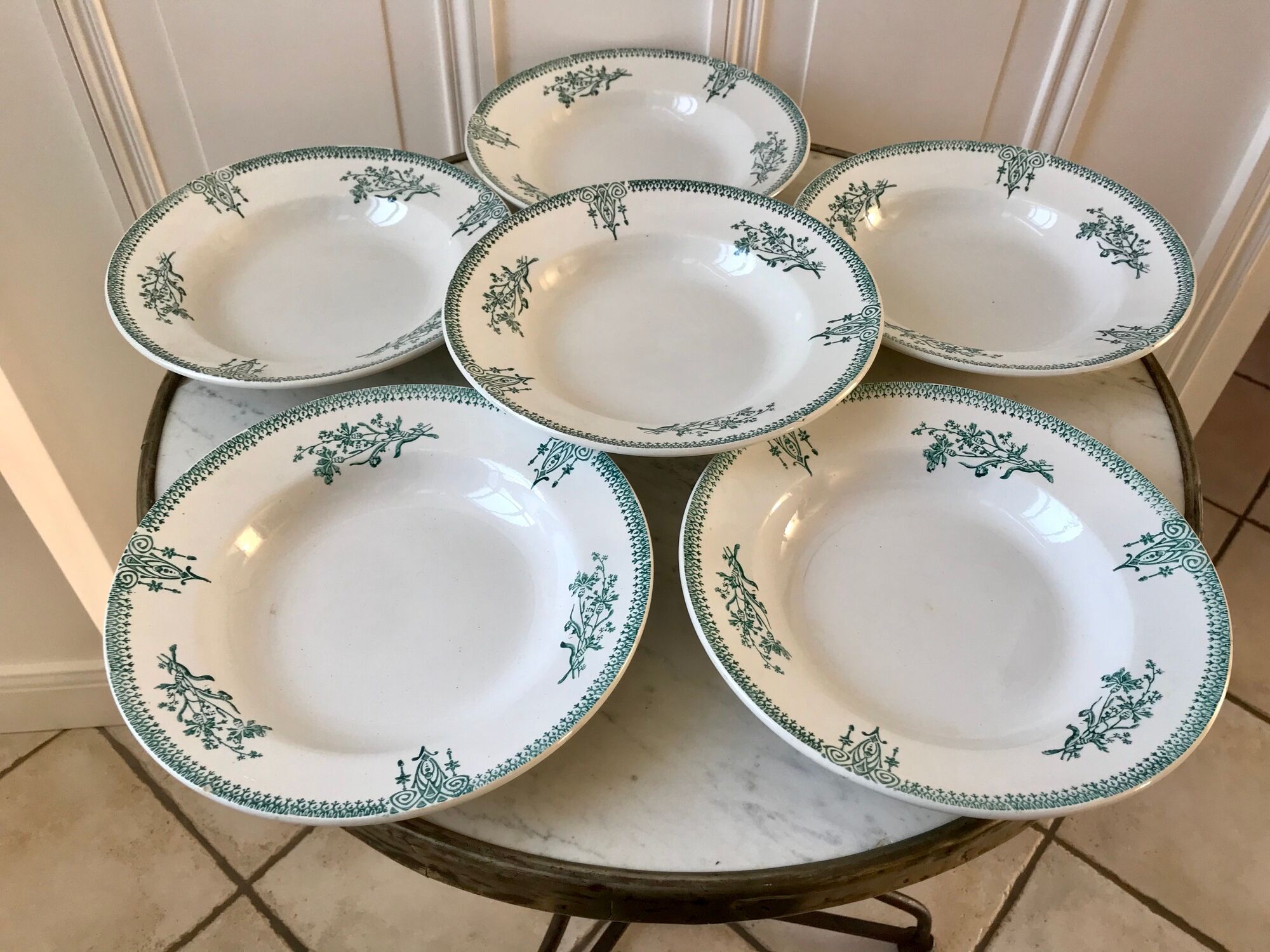 Lot of 6 hollow plates Terre de Fer Saint-Amand late nineteenth