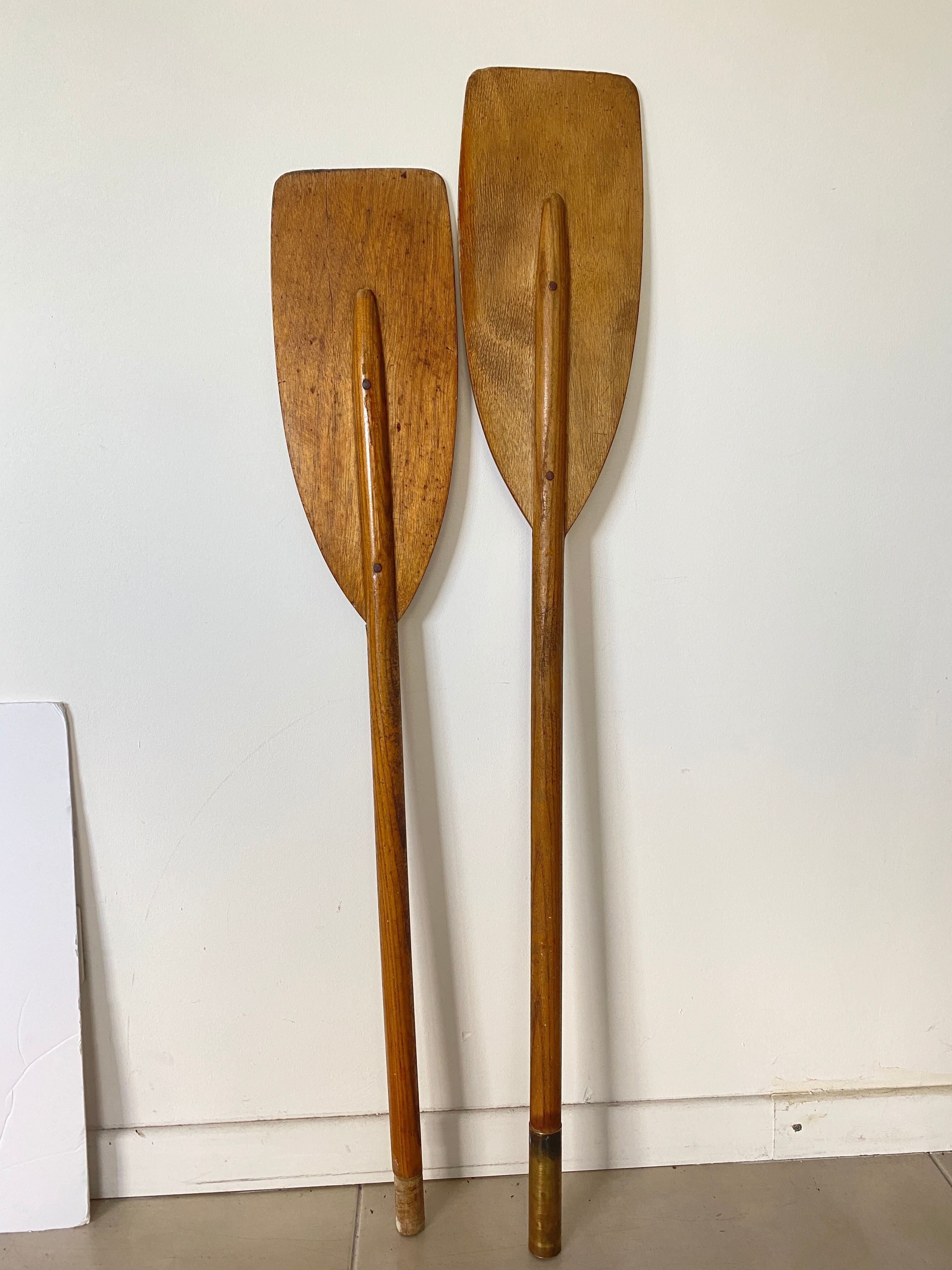 Old wooden oars