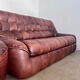 Ensemble canapé et 2 fauteuils vintage en cuir camel patchwork design années 70