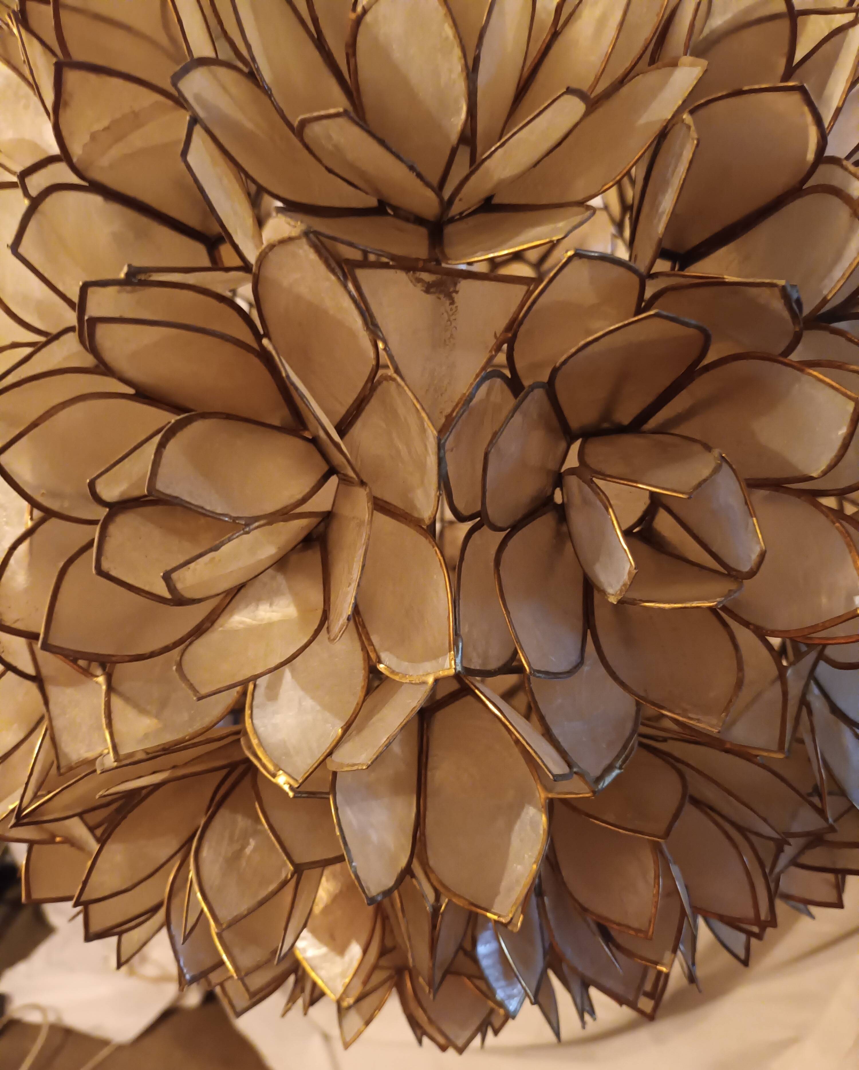 Capiz mother-of-pearl chandelier for Rausch, 1960s