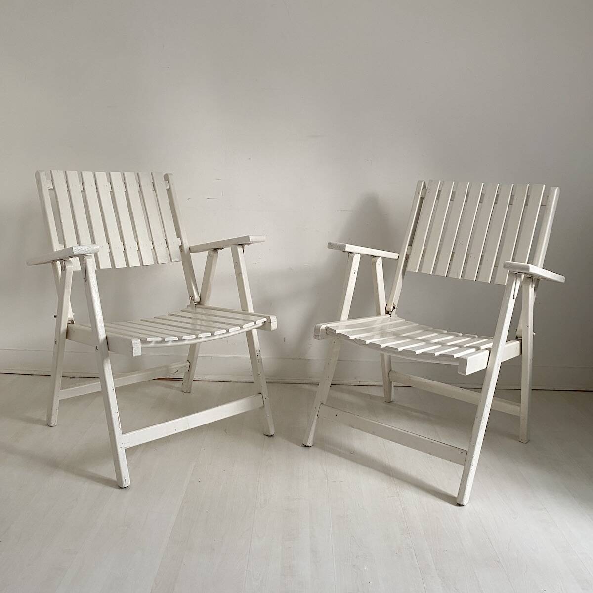 Pair of vintage 1960s folding garden chairs