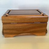Old wooden cigarette box and ashtray