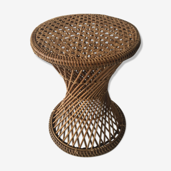 Tabouret en rotin et osier de forme diabolo