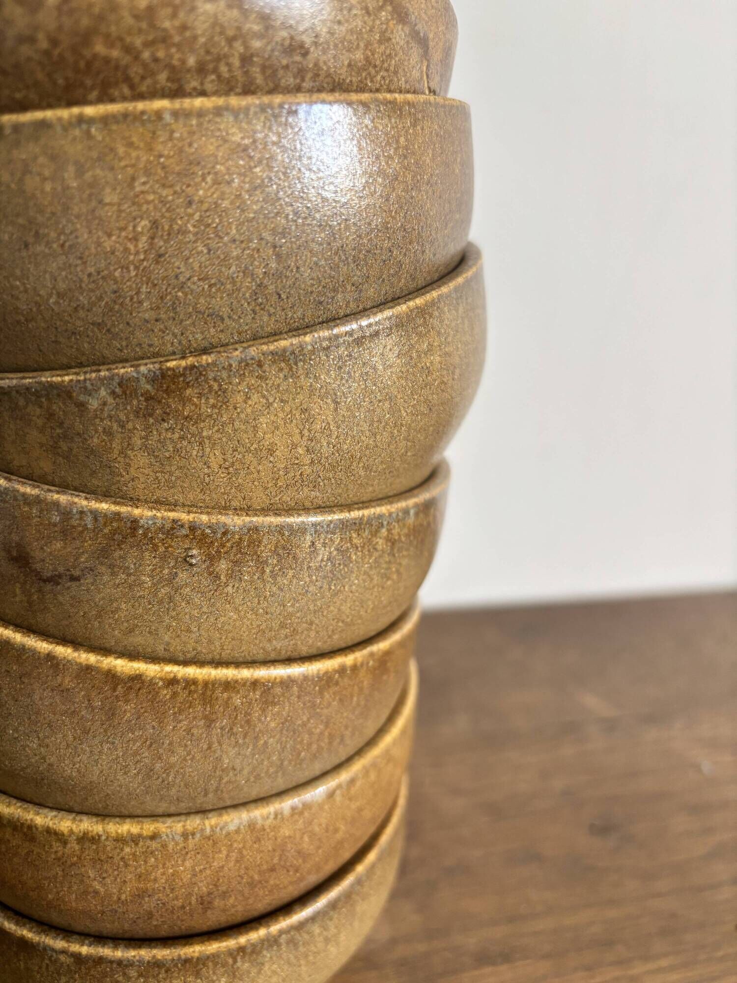 Set of 7 brown stoneware bowls from Digoin.