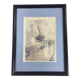 Tableau Les Bouquinistes signé H Tellier aquarelle
