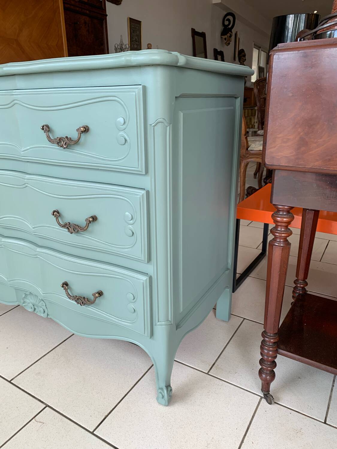 Commode style louis XV Verte