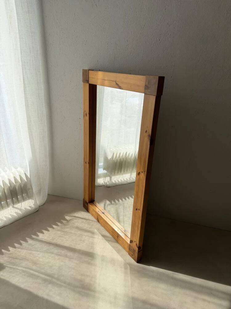 Large Danish pine wall mirror 1970s