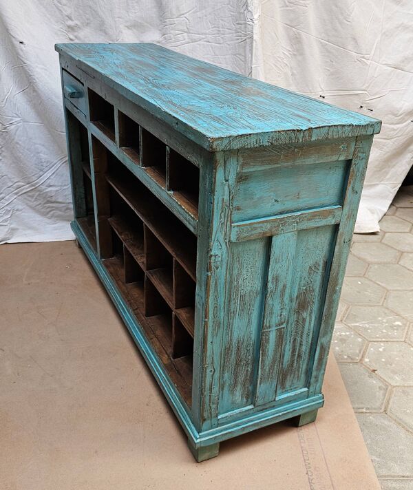 Ancien comptoir de marchand en teck birman