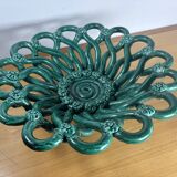 Openwork green ceramic bowl from Vallauris, 1950s.