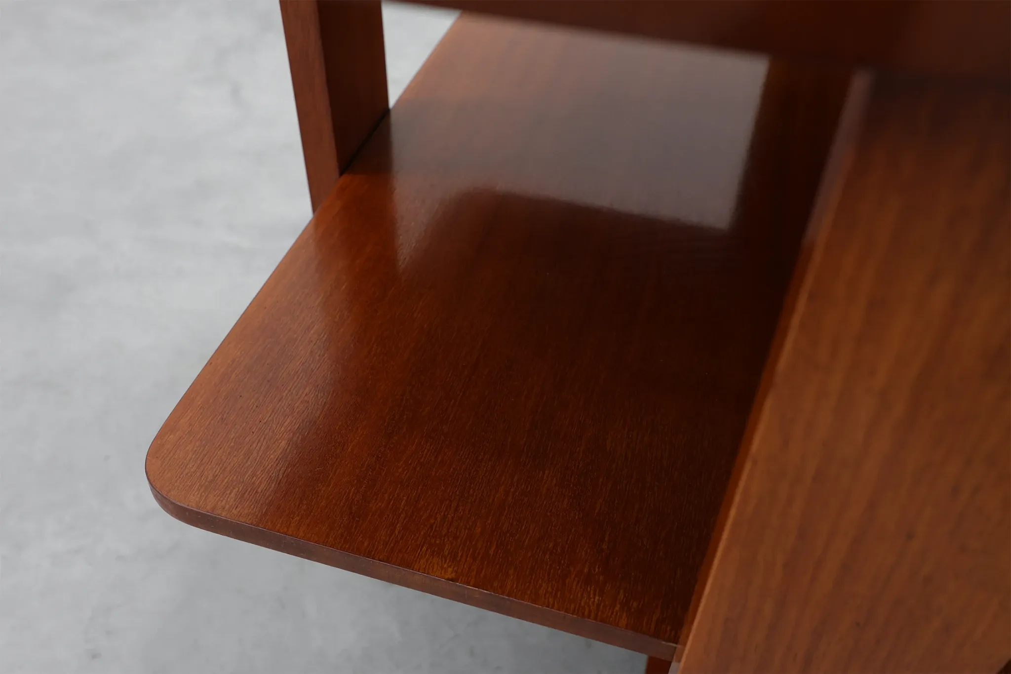 Art Deco Walnut Veneer Side Table with Shelf, Belgium, 1920s