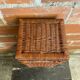 Antique basket, tall wicker woven bread basket, vintage laundry basket