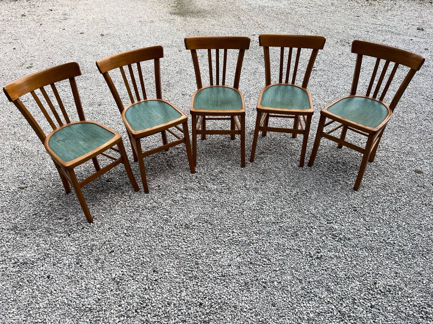 Set of 5 1950s bistro chairs