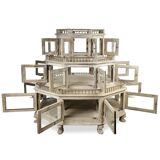 Monumental octagonal display case in old teak