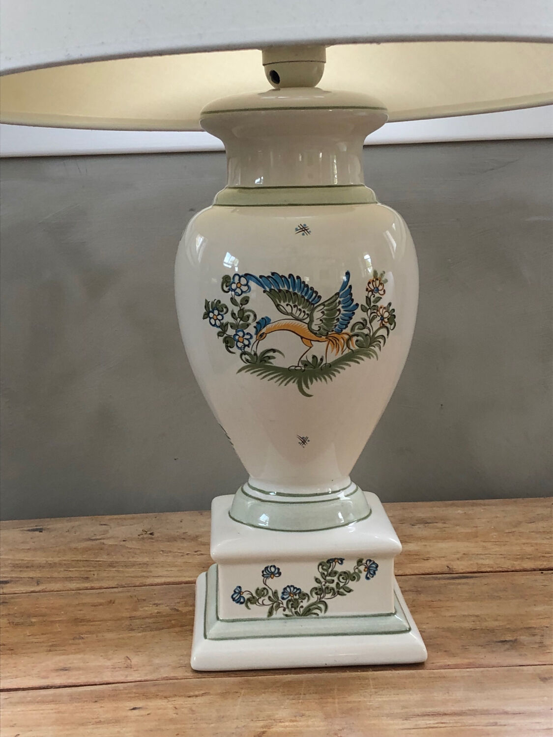 Antique lamp foot in Moustiers porcelain