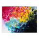 Acrylic painting on canvas in blue, pink, and yellow.