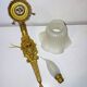 St Louis XVI wall light in solid gilded bronze + fluted glass shade
