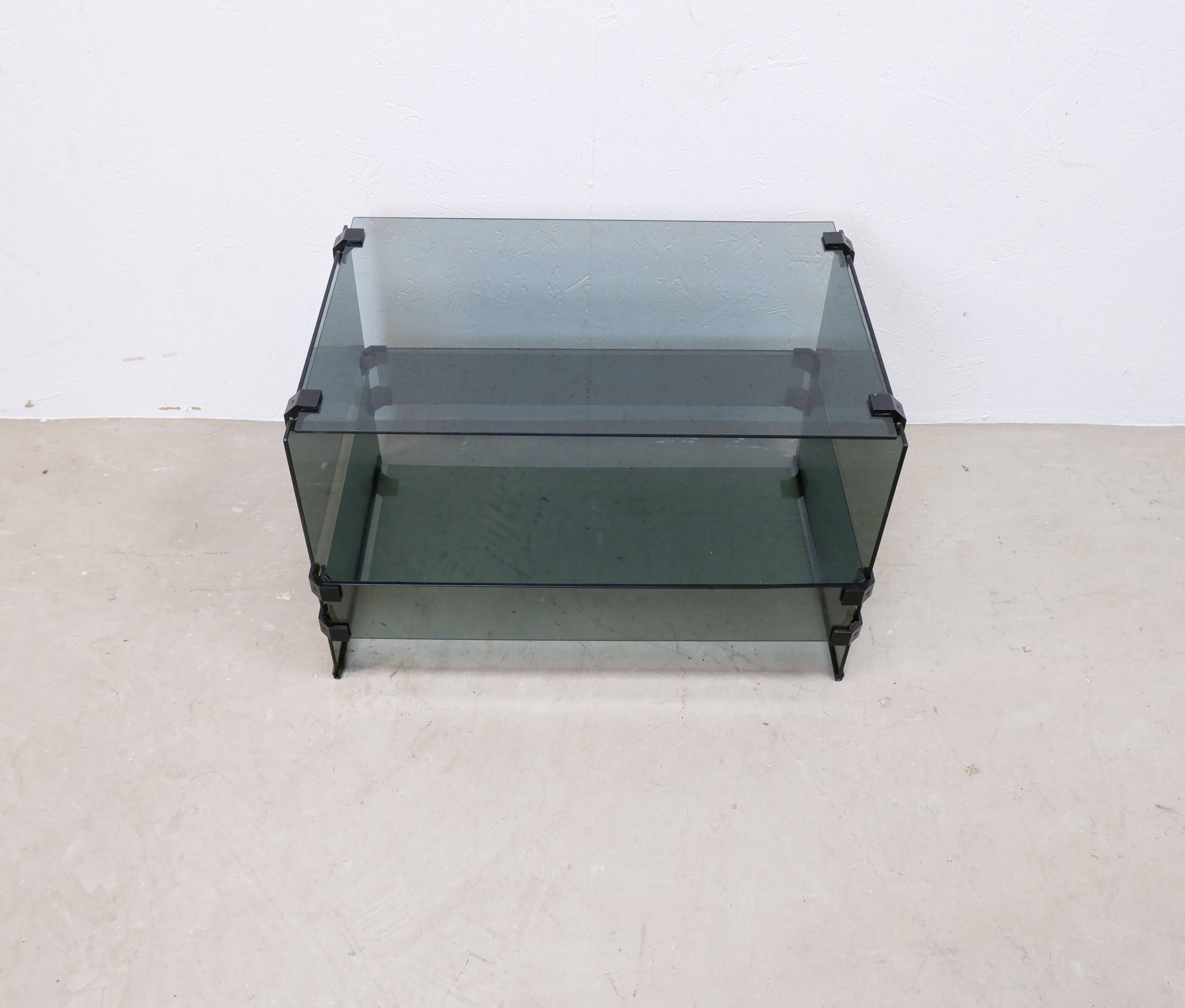 Meuble audio en verre Pieterman Holland, années 1980