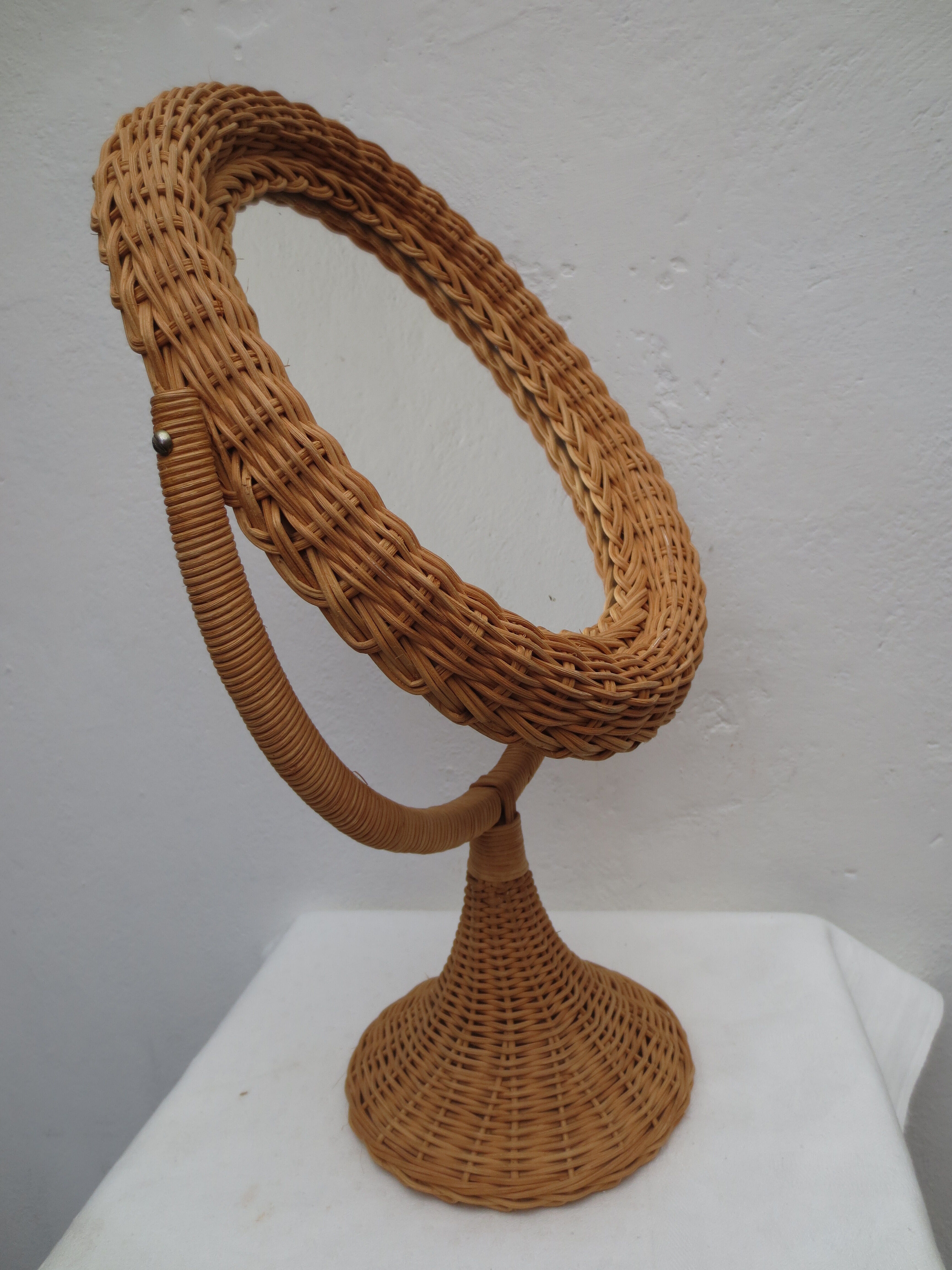 Rattan psyche mirror 22x43cm