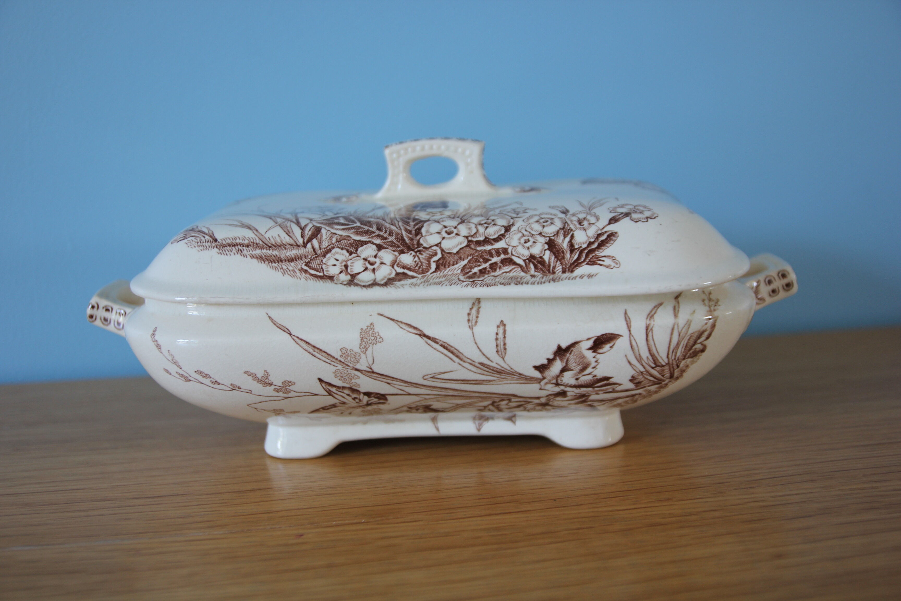 Légumier terre de fer à décor de papillons - modèle Primrose
