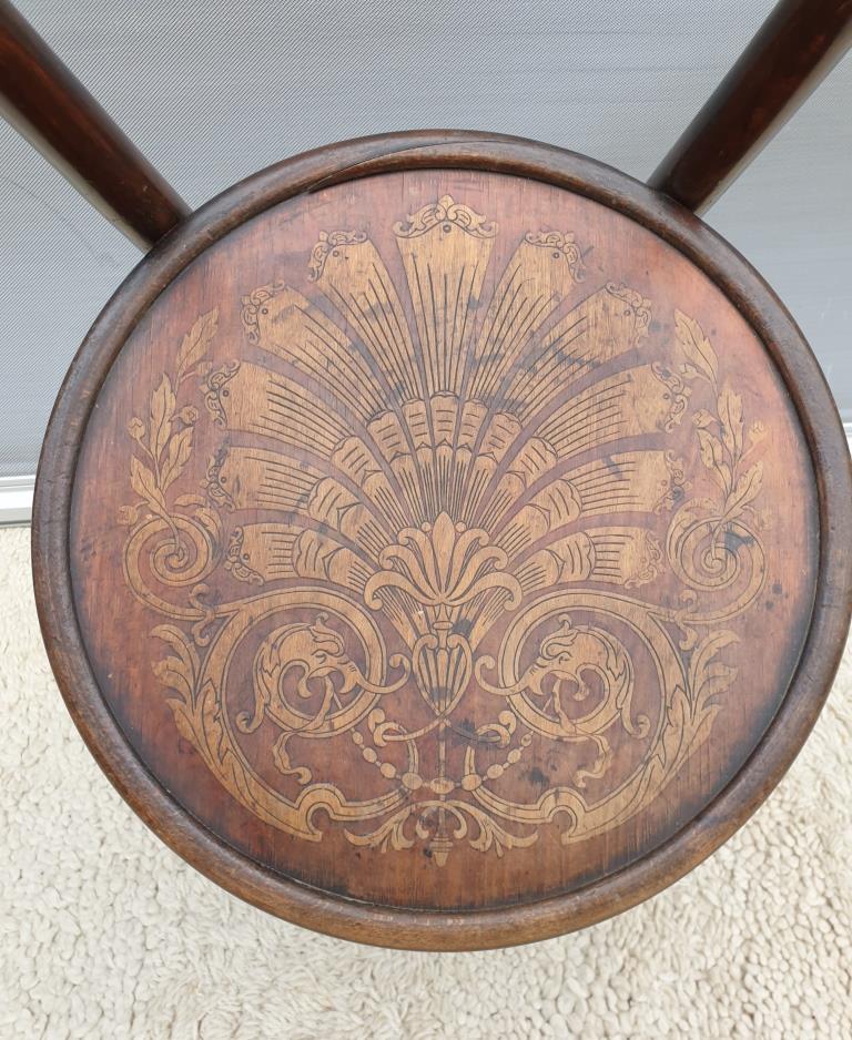 Bistro chair pyroengraved motif 1900 Art Nouveau