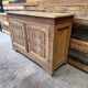 Old low sideboard in solid pitch pine