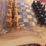 Jeux d'échecs rustique en bois d'olivier fait main