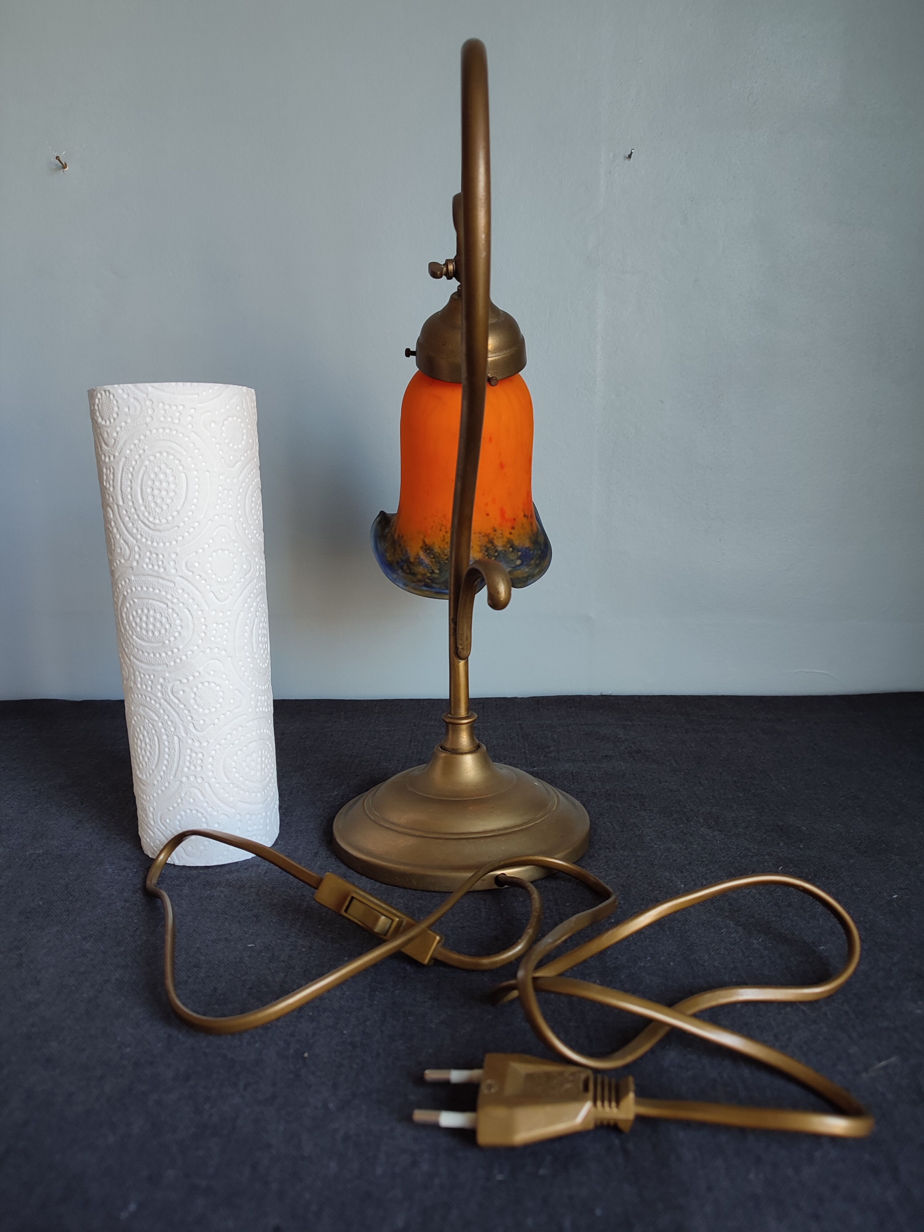 Old art nouveau style table lamp gooseneck