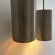 Pair of vintage brushed metal pendant lamps, France 1960