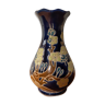 Vase in enamelled sandstone blue Japanese floral patterns