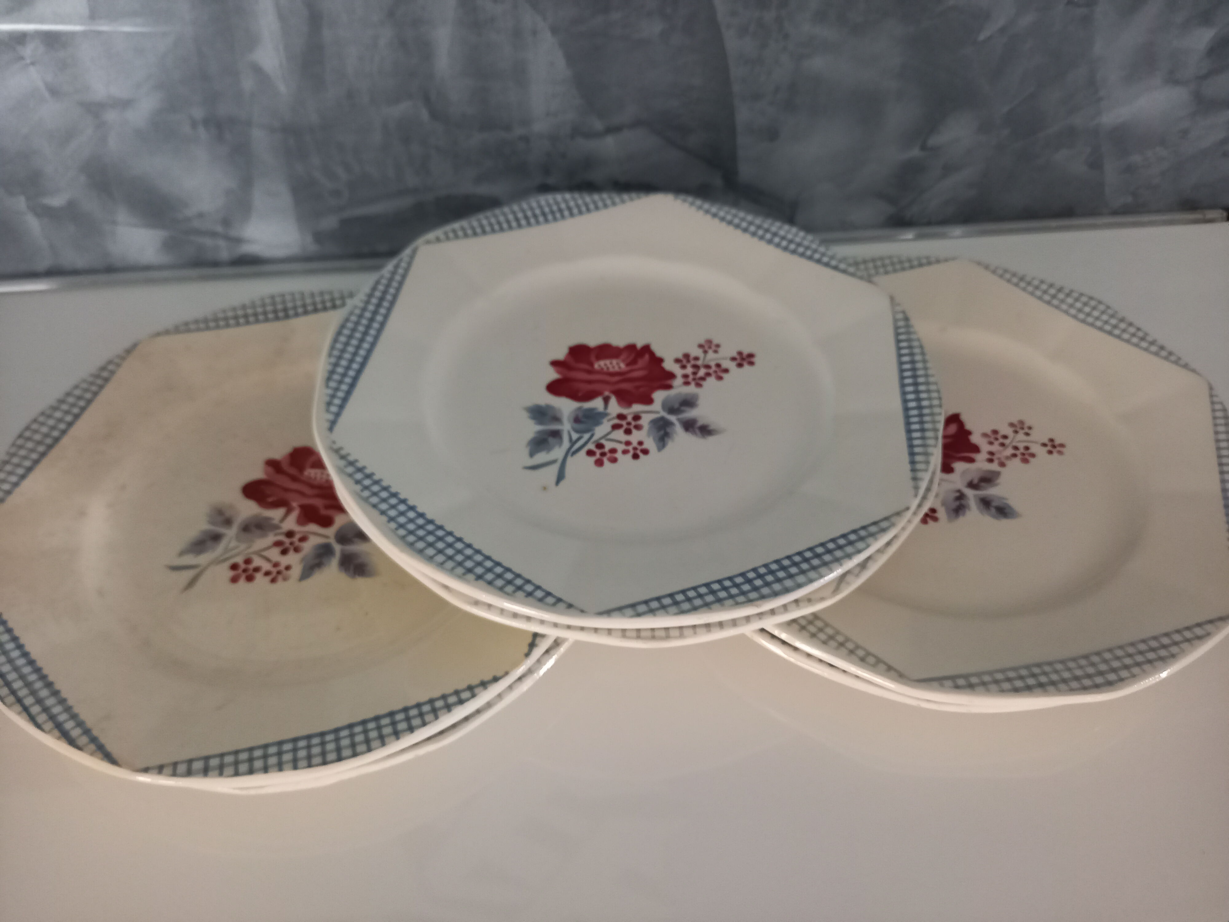 Lot of 6 flat plates Digoin Sarreguemines