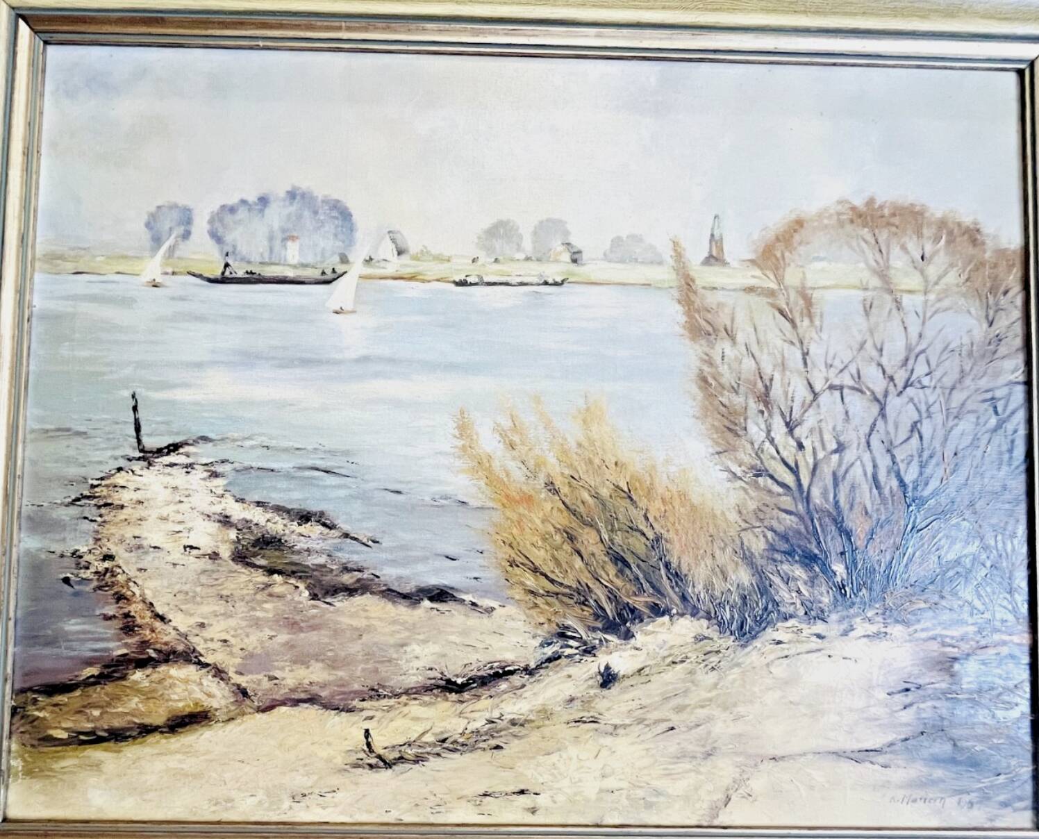 Oil on canvas signed K. Mattern 1954 lake landscape - 512024
