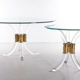 Hollywood regency coffee table with plexiglas side table, 1970 italy