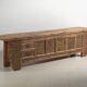 Buffet bas ancien chinois sculpté en sapin à panneaux ornés – Gansu, vers 1930